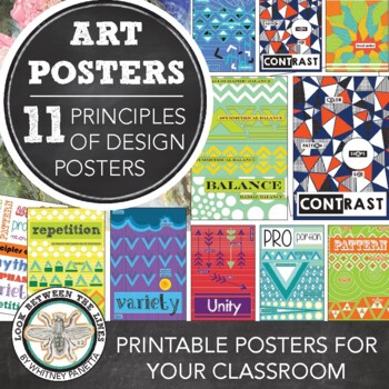 Preview of Principles of Design Posters Set: Art Classroom Printable Poster, Handouts