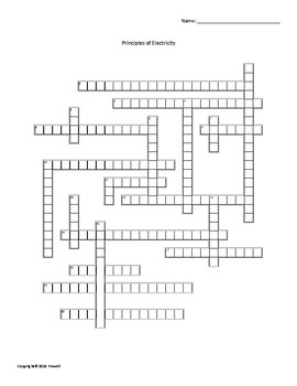 Principles of Electricity Crossword for an Agriculture Structures Class