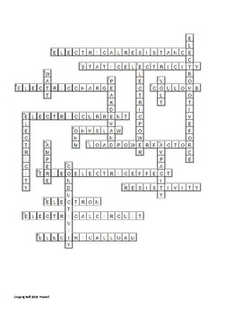 Principles of Electricity Crossword for an Agriculture Structures Class