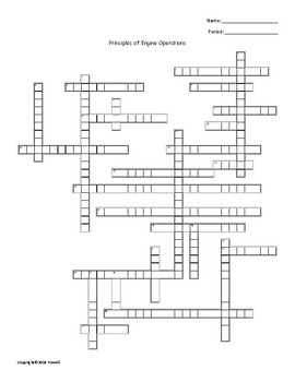 Principles of Engine Operations Crossword for an Agriculture Power Class