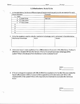 Preview of Principles of Engineering Unit 1.1 Study Guide- Mechanisms