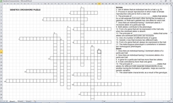 Preview of Principles of Genetics Crossword Puzzle (electronically fillable/printable)