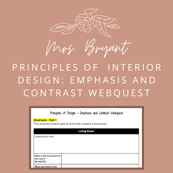 Preview of Principles of Interior Design: Emphasis and Contrast Webquest