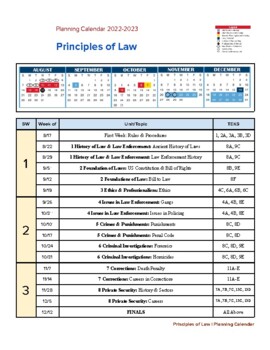 Preview of Principles of Law 2022-23 Year Calendar with Weekly Units