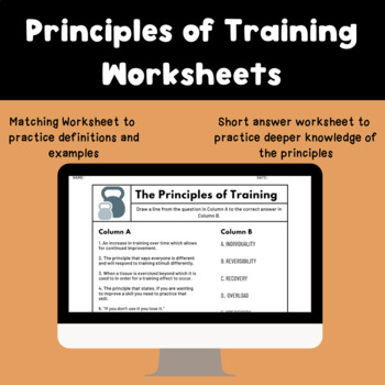 Preview of Principles of Training Matching and Short Answer Worksheet for PE/Health/Etc.