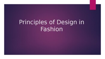 Principles of design in Fashion by All Class Teachers | TPT