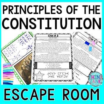 Preview of Principles of the US Constitution ESCAPE ROOM - Reading Comprehension