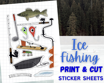 Print & Cut Stickers Sheet, Ice Fishing