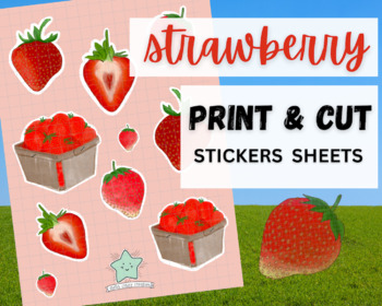 Print & Cut Stickers Sheet, Strawberry, Berry