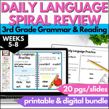 Preview of Print & Digital Bell Ringers - 3rd Grade Daily Language Review - weeks 5-8