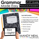 Print + Digital Fourth and Fifth Grade Grammar (Pronouns a