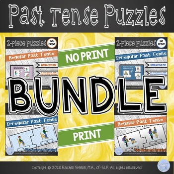 Preview of Print & Digital Regular/Irregular Past Tense Puzzle BUNDLE