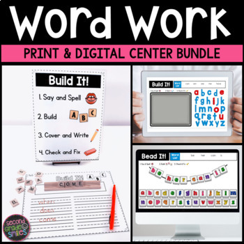 Preview of Print & Digital Word Work - Sight Words Centers - Spelling Words Centers