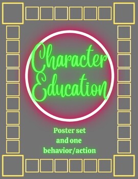 Preview of Print & Digital neon SEL ELA character trait posters decorations