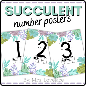 Preview of Print Farmhouse Succulent Number Posters for Classroom Decor