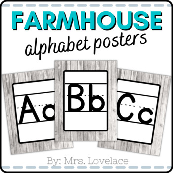 Preview of Print Farmhouse Wood Alphabet Posters for Classroom Decor