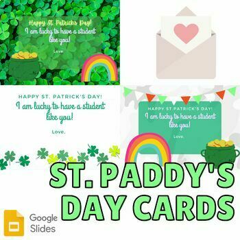 Preview of Print + Go Cards | St. Paddy's-Themed Google Slides Cards to Students Template