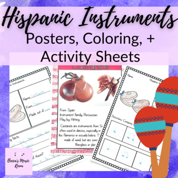 Preview of Print + Go Hispanic Instruments Coloring + Activity Sheets + Printable Posters