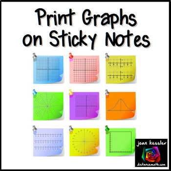 Preview of Math Graphs Sticky Notes Templates