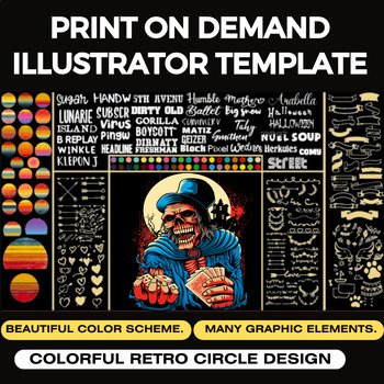 Preview of Print On Demand Illustrator Template - T-shirts design