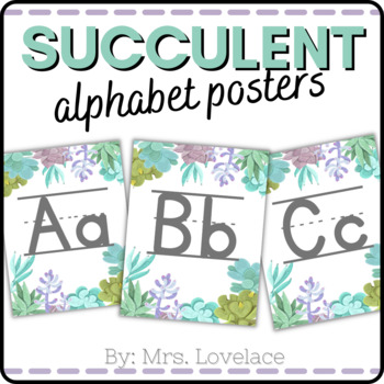 Preview of Print Succulent Alphabet Posters for Classroom Decor