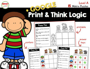 Preview of Print & Think (+GOOGLE™) Logic Matrix Puzzles 