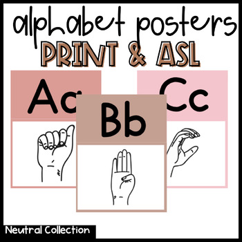 Preview of Print and ASL Alphabet Posters - Neutrals Collection