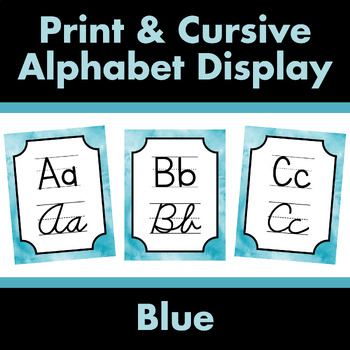 Preview of Print and Cursive Alphabet Display Posters - BLUE