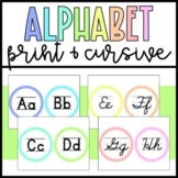 Print and Cursive Pastel Rainbow Classroom Alphabet Posters
