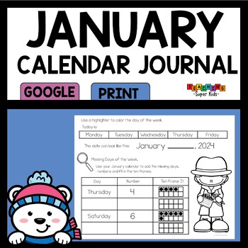 Preview of January Calendar Activities Print and Digital