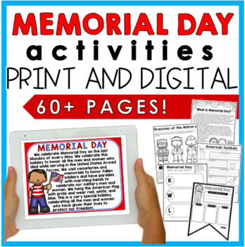 Preview of Print and Digital Memorial Day Activities | Google Slides | Distance Learning