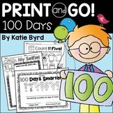 Print and Go! 100 Days Math and Literacy (NO PREP)  