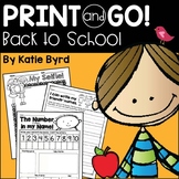 Print and Go! Back to School Math and Literacy (NO PREP)