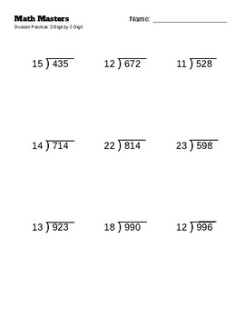 Print And Go Long Division Practice: 3-Digit By 2-Digit | Tpt
