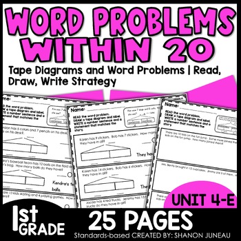 Math Worksheets 1st Grade Word problems within 20 | TpT