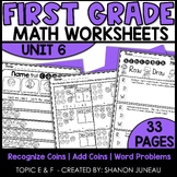 Math Worksheets 1st Grade [recognizing and counting coins]