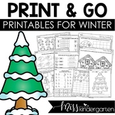 Winter Activities Math and Literacy Kindergarten Worksheets