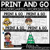 Kindergarten Packet Math and Literacy Review Worksheets fo