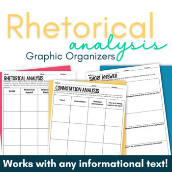 Preview of Low Prep 9th and 10th grade Rhetorical Analysis Informational Organizers