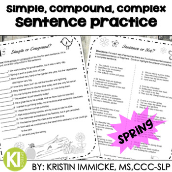 Preview of No Prep Sentence Packet - Spring Theme