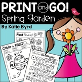 Print and Go! Spring Garden Math and Literacy (NO PREP) 