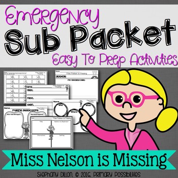 Preview of Print and Go Sub Plans for Miss Nelson is Missing