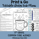 Print and Go Sub Plans - Editable Sub Plans - Fifth Grade 