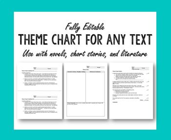 Preview of Theme Chart for Any Literary Text