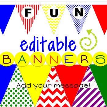 Preview of Print and Hang 9 inch tall wall flags - Editable - Primary & Secondary Colors