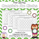 Print and Play Complete the Clocks Match Game