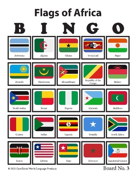Preview of Print and Play Flags of Africa Bingo, 35 Boards, Countries up to date 2023