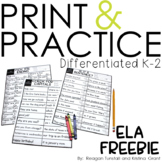 Print and Practice ELA Freebie