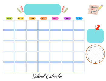 Print out: Fillable School Calendar by ABA Focus | TPT