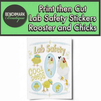 Preview of Print then Cut Lab Safety Stickers Rooster and Chicks Lab Safety SVG DXF